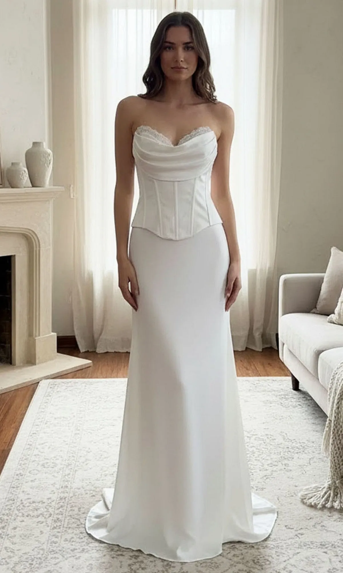 Strapless White Prom Gown: Amelia Couture 6137 sold by PromGirl
