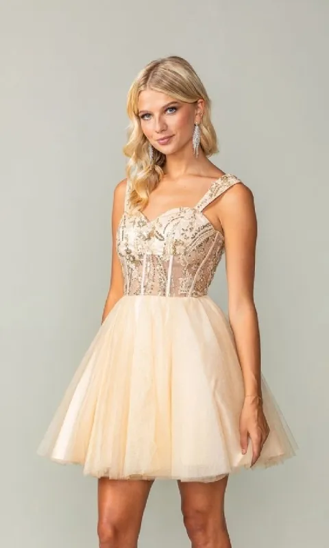 Lace-Up Open-Back Hoco Dress: Dancing Queen 3375 made by Dancing Queen