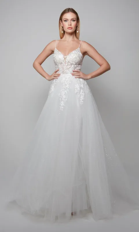 Long White Dress: Alyce 7079 made by Alyce Paris
