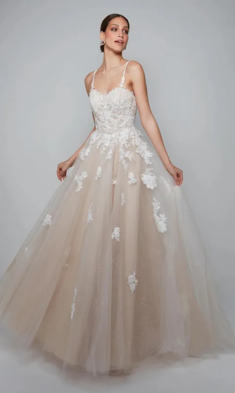Long White Dress: Alyce 7084 made by Alyce Paris
