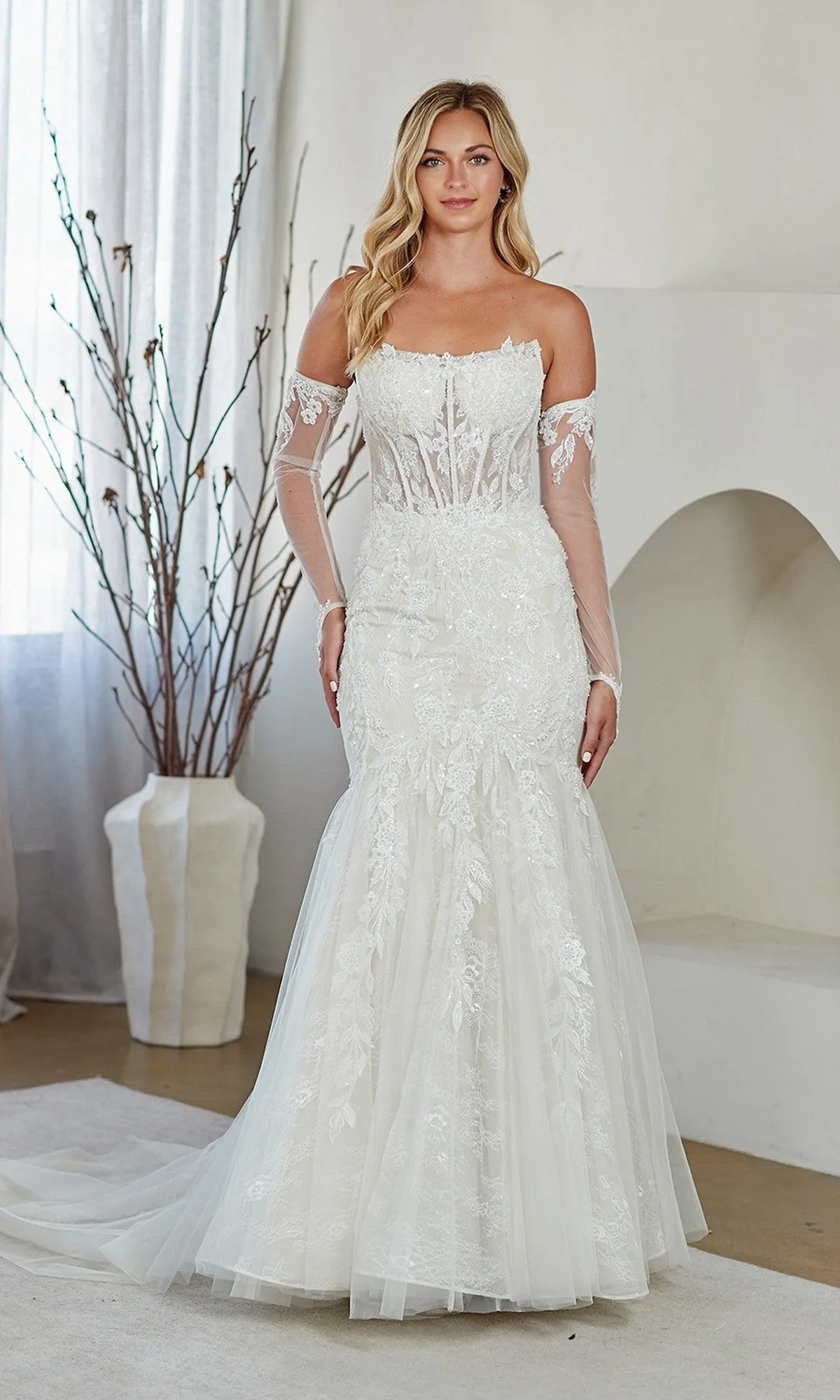 Strapless White Prom Gown: Amelia Couture 2155 sold by PromGirl product image thumbnail 4