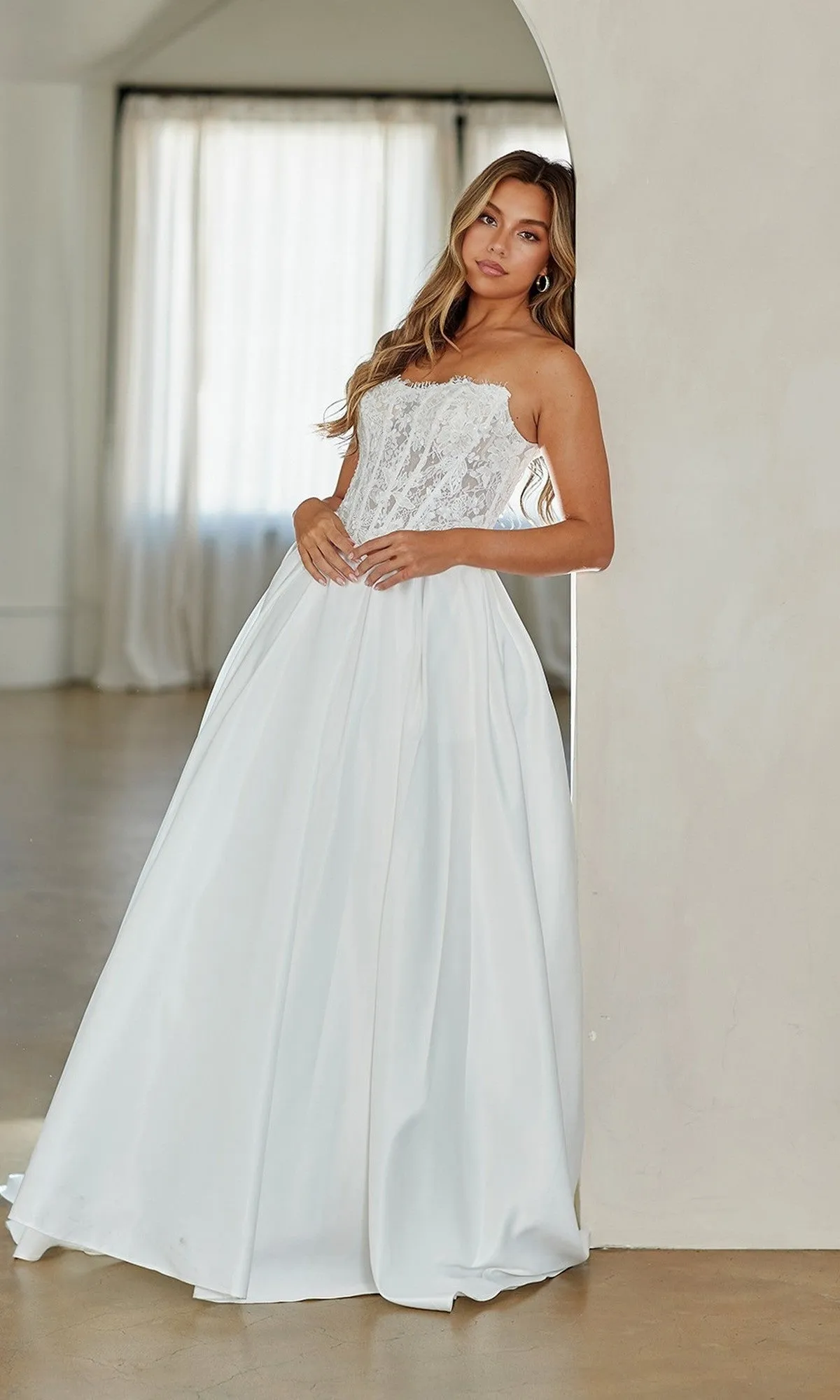 Strapless White Prom Gown: Amelia Couture 2089 sold by PromGirl product image thumbnail 4