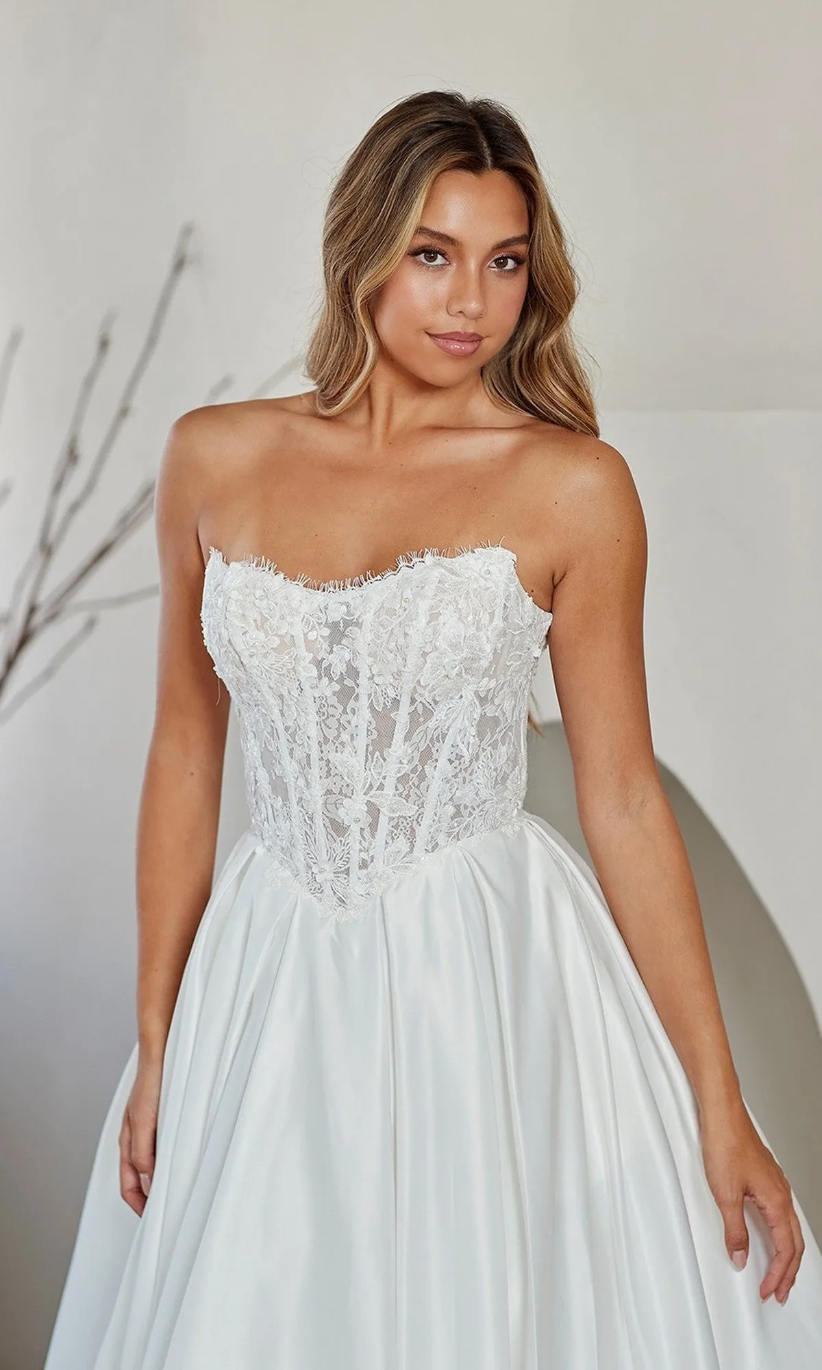 Strapless White Prom Gown: Amelia Couture 2089 sold by PromGirl product image thumbnail 5