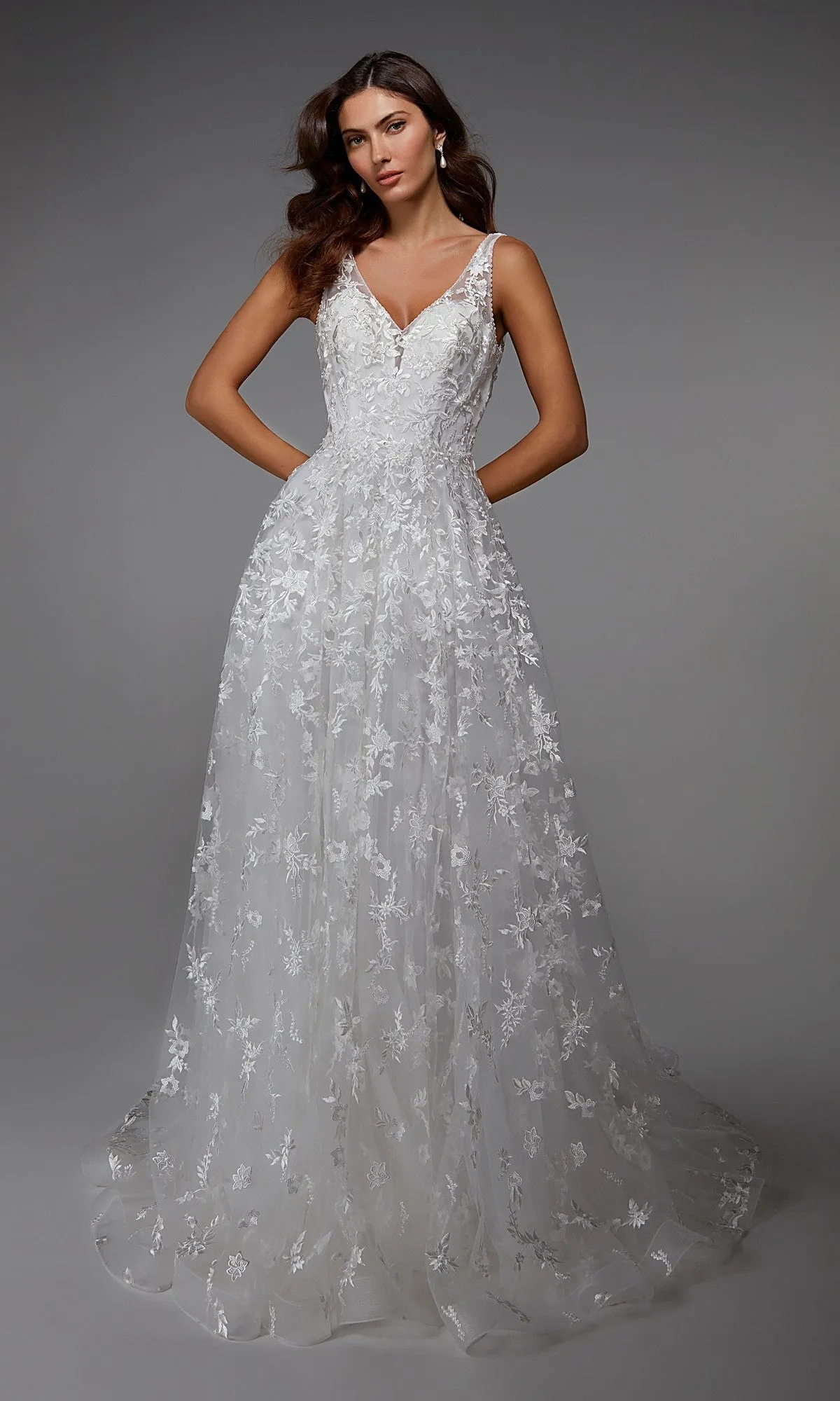Long White Dress: Alyce 7037 sold by PromGirl
