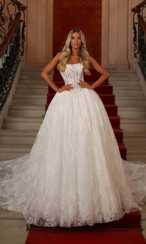Long White Dress: Alyce 7149 made by Alyce Paris