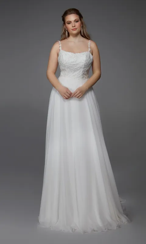 Long White Wedding Dress: Alyce 7018 made by Alyce Paris