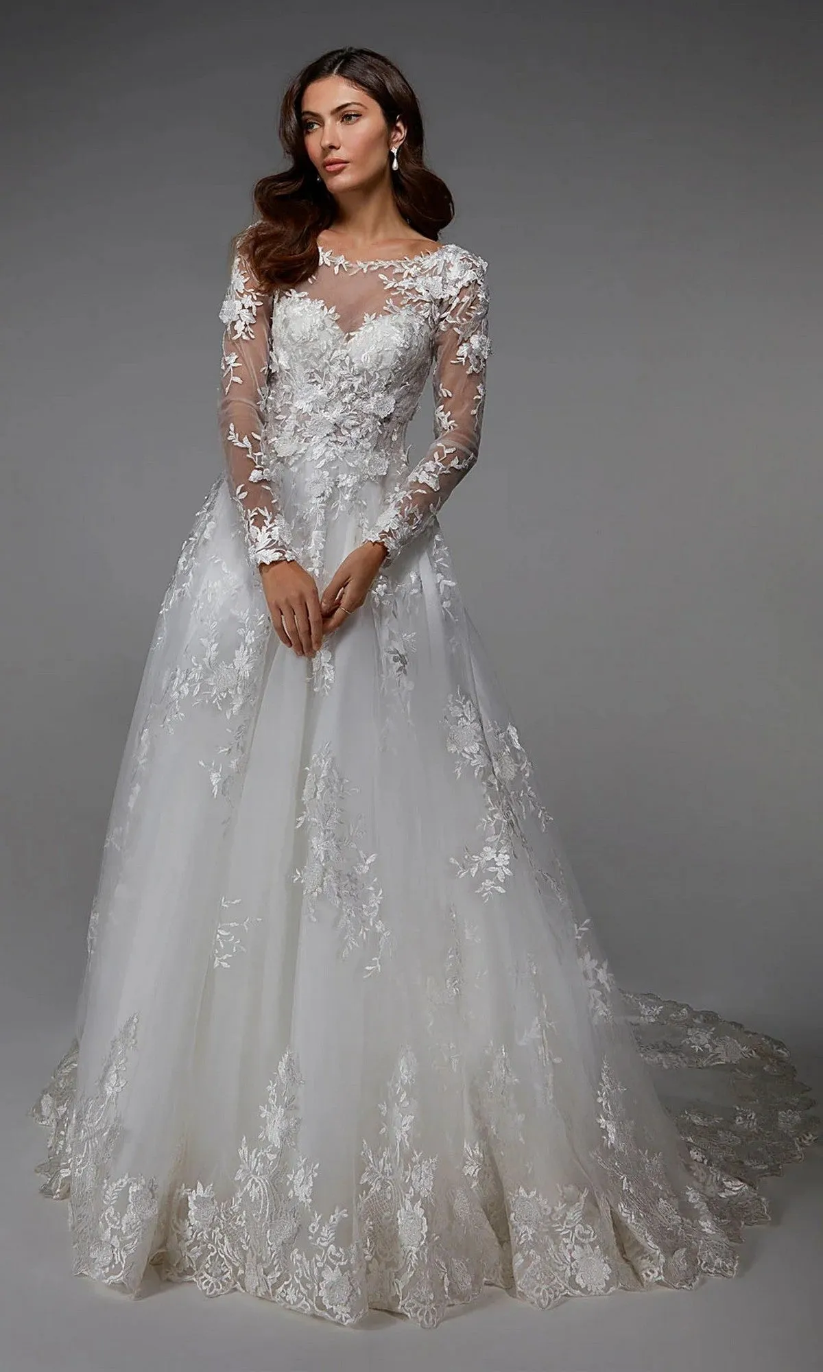 Long White Dress: Alyce 7046 sold by PromGirl