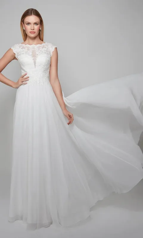 Long White Wedding Dress: Alyce 7073 made by Alyce Paris