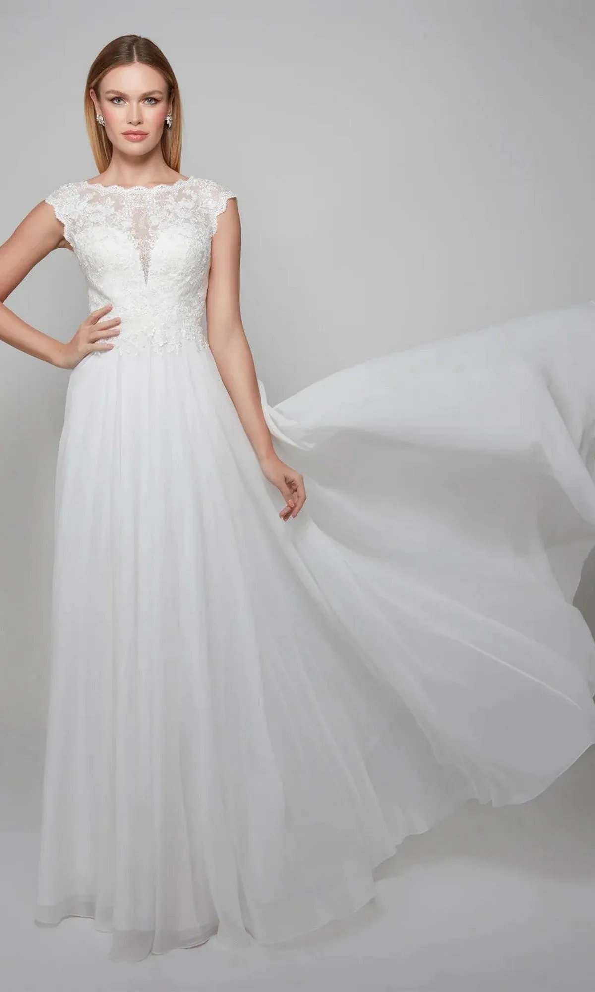 Long White Wedding Dress: Alyce 7073 sold by PromGirl