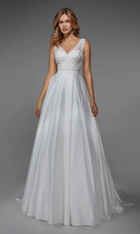 Long White Dress: Alyce 7035 made by Alyce Paris