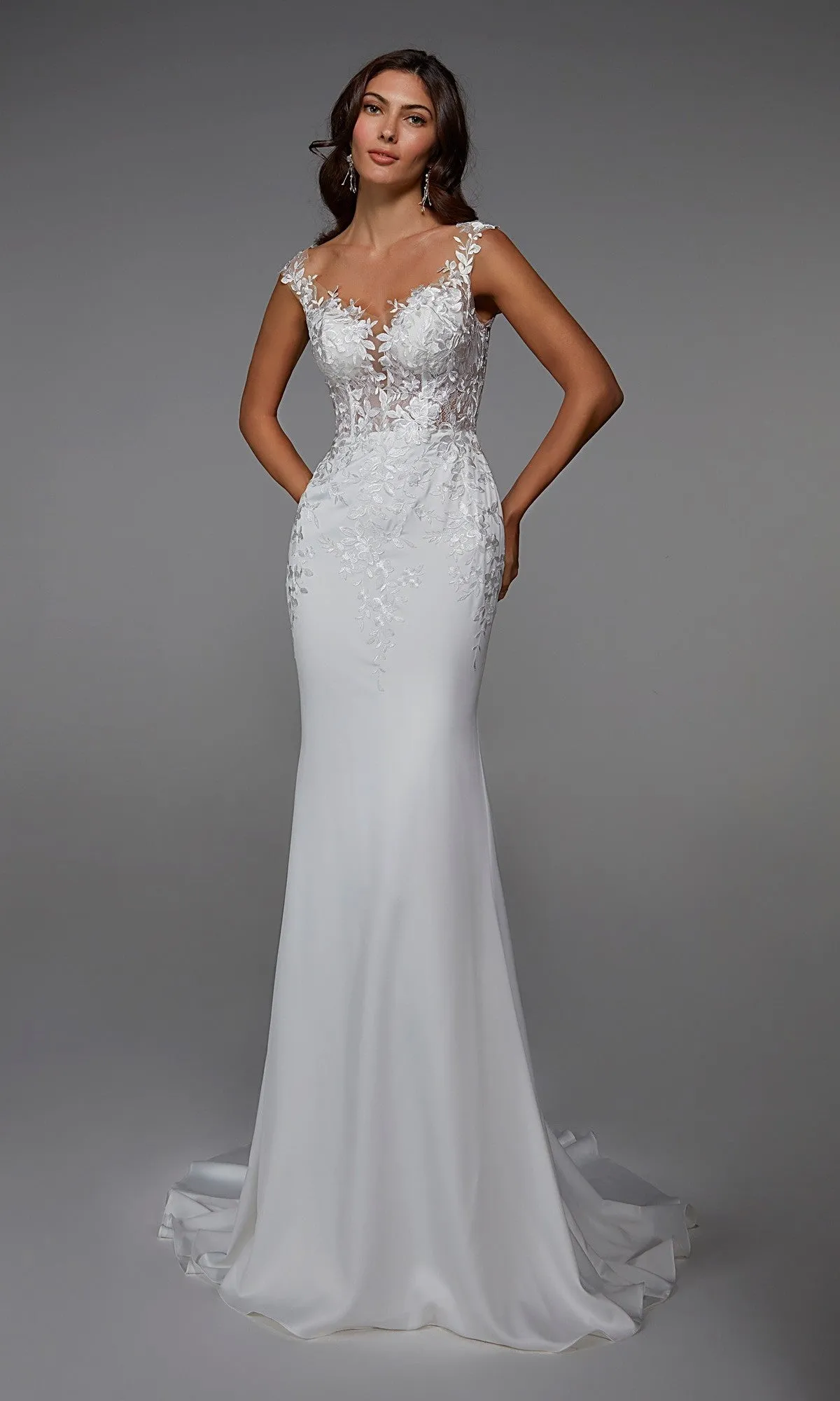 Long White Wedding Dress: Alyce 7026 sold by PromGirl