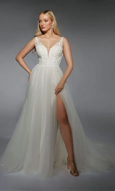 Long White Dress: Alyce 7125 made by Alyce Paris