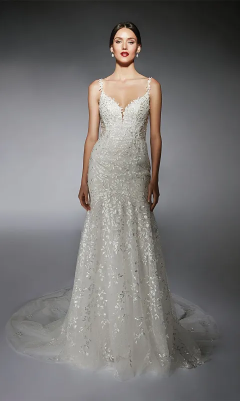 Long White Dress: Alyce 7122 made by Alyce Paris