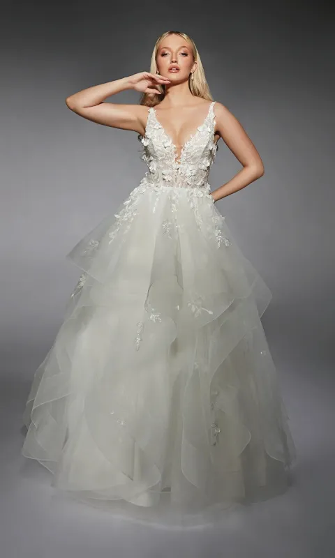Long White Dress: Alyce 7131 made by Alyce Paris