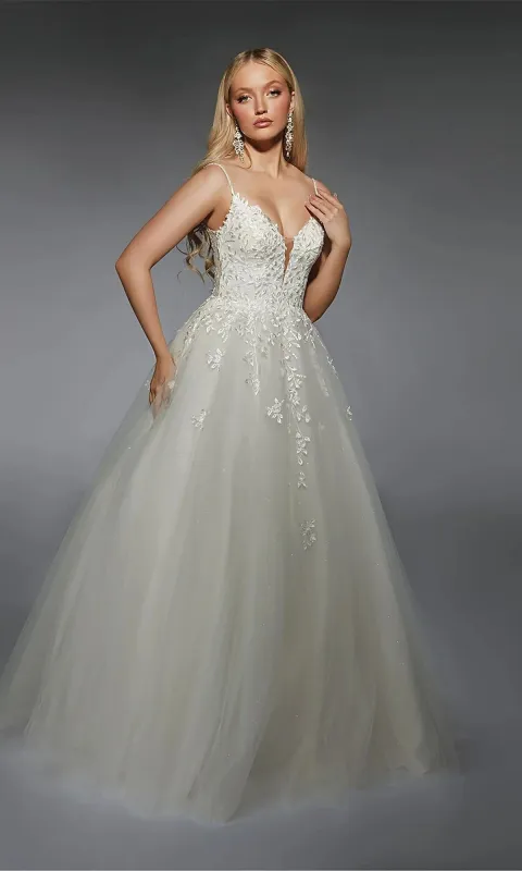 Long White Dress: Alyce 7127 made by Alyce Paris