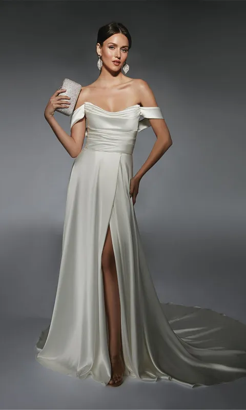 Long White Wedding Dress: Alyce 7107 made by Alyce Paris