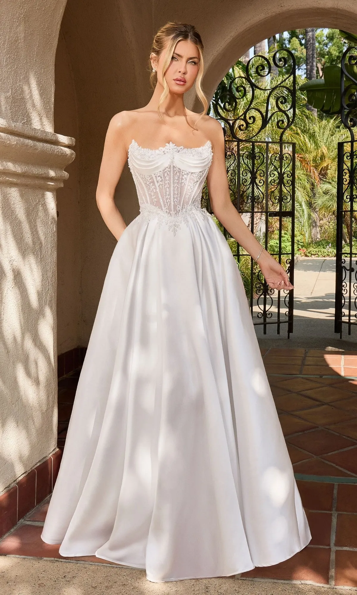 Strapless Off-White Bridal Gown: Ladivine CC511W sold by PromGirl product image thumbnail 4