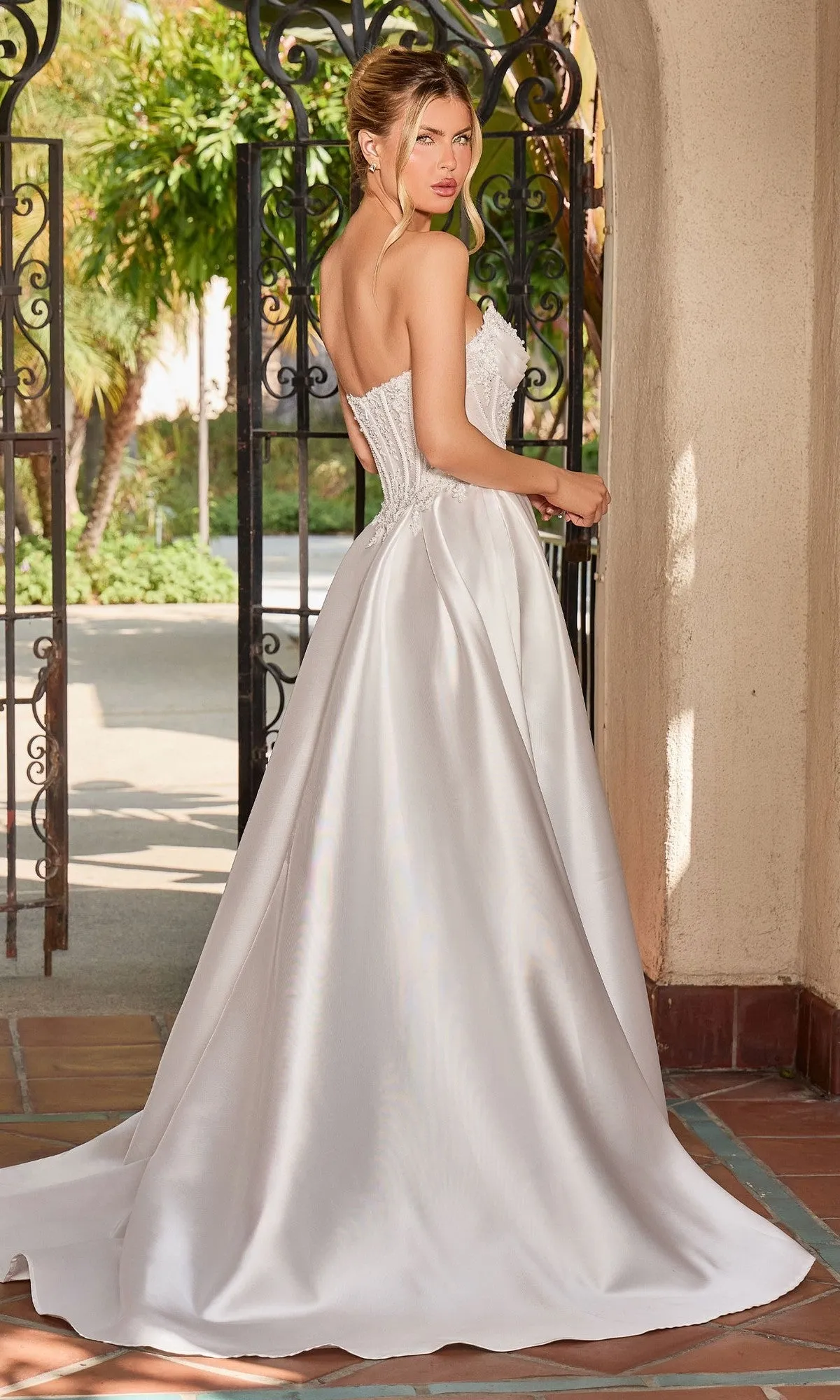 Strapless Off-White Bridal Gown: Ladivine CC511W sold by PromGirl product image thumbnail 2