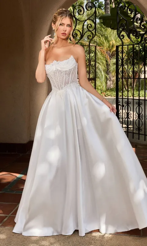 Strapless Off-White Bridal Gown: Ladivine CC511W made by PromGirl