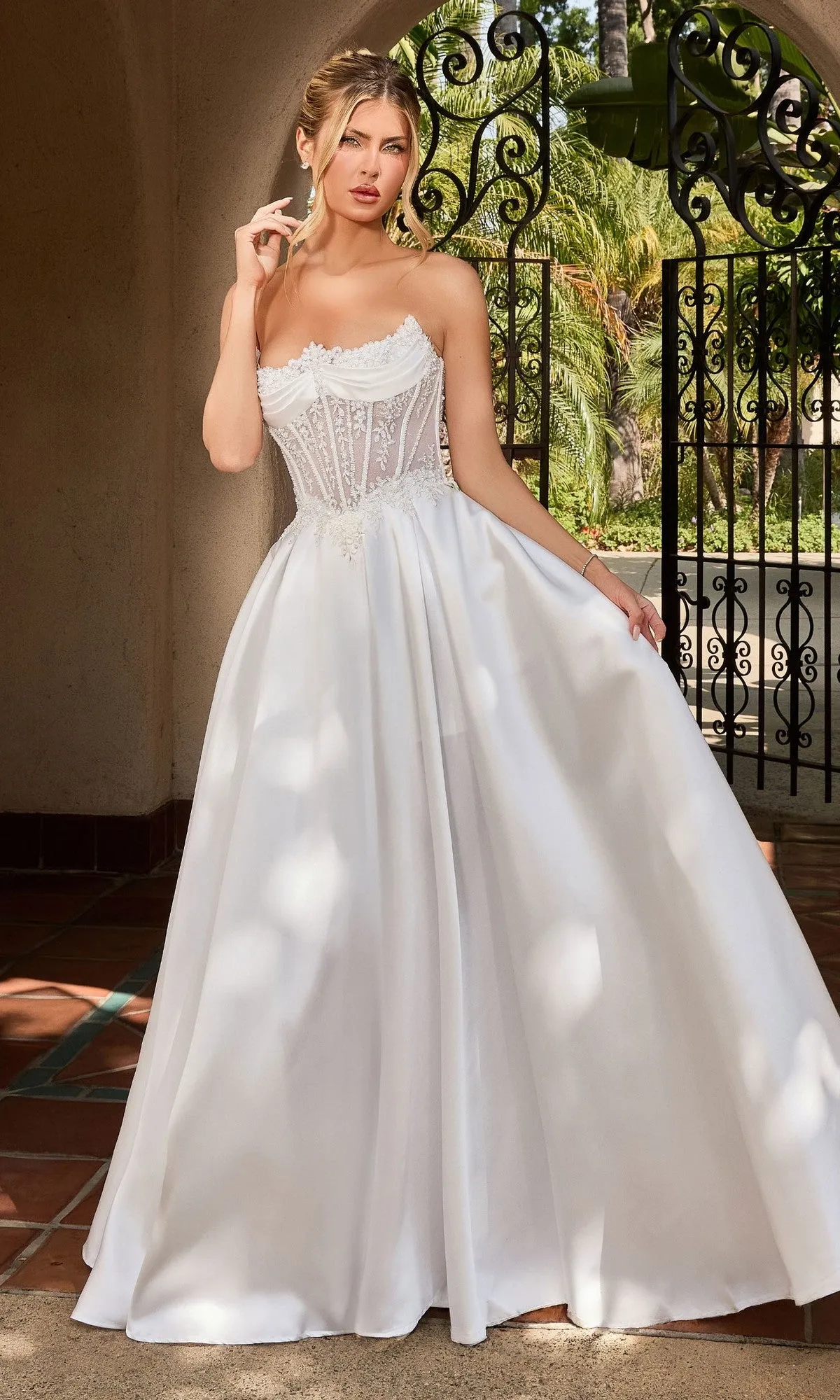 Strapless Off-White Bridal Gown: Ladivine CC511W sold by PromGirl