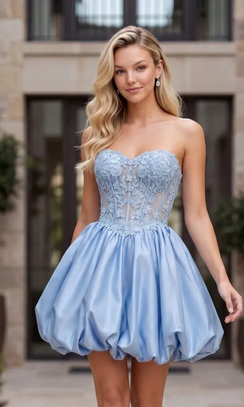 Balloon Skirt Mini Hoco Dress: Nox Anabel Q7122 made by PromGirl