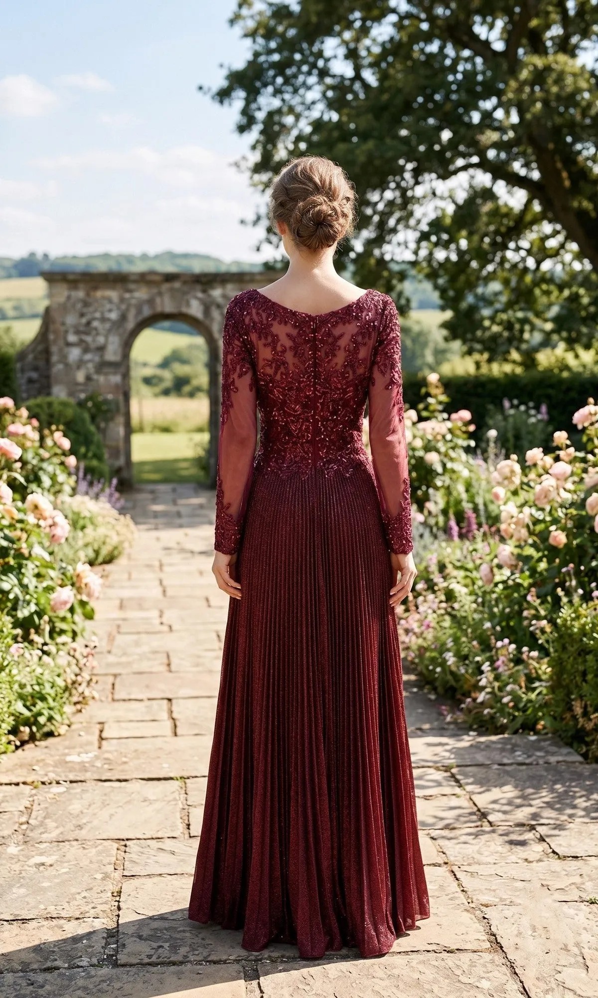 Long Sleeve Pleated Formal Gown: Chicas YG5031 sold by PromGirl product image thumbnail 2