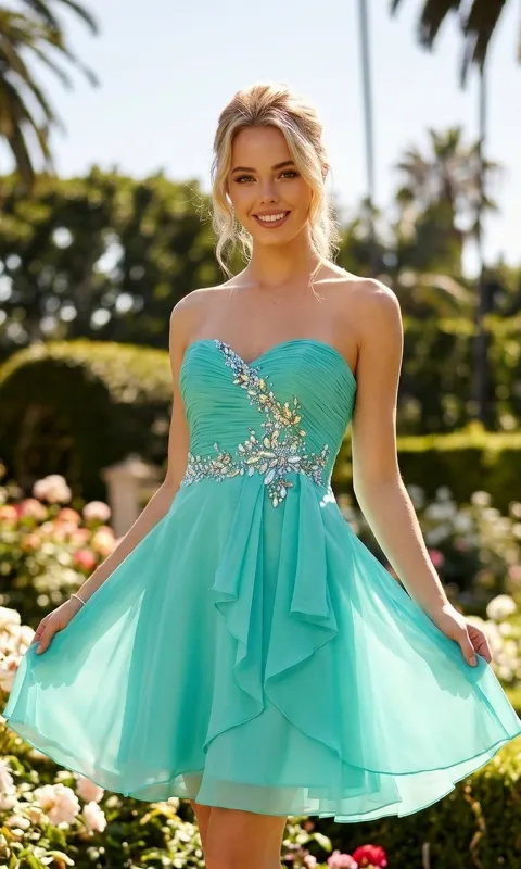 Strapless Sweetheart Mini Hoco Dress: Juliet 741 made by PromGirl