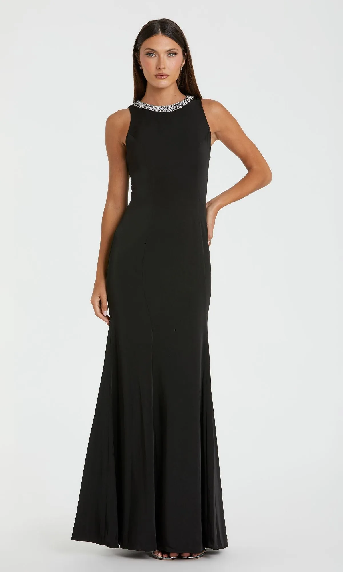 Beaded-Neck Long Prom Dress; Mac Duggal 49093 sold by PromGirl product image thumbnail 3