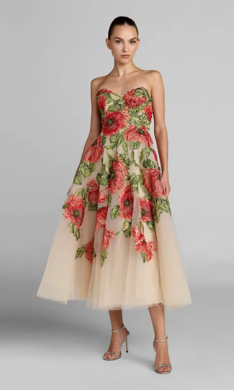 Strapless Tea-Length Party Dress: Mac Duggal 21300 made by Mac Duggal