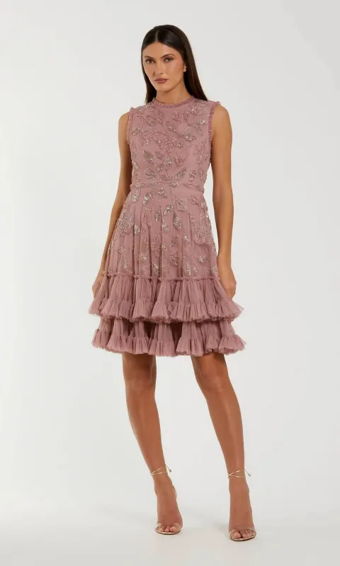 Rose Pink Mini Beaded Party Dress: Mac Duggal 9403 made by Mac Duggal