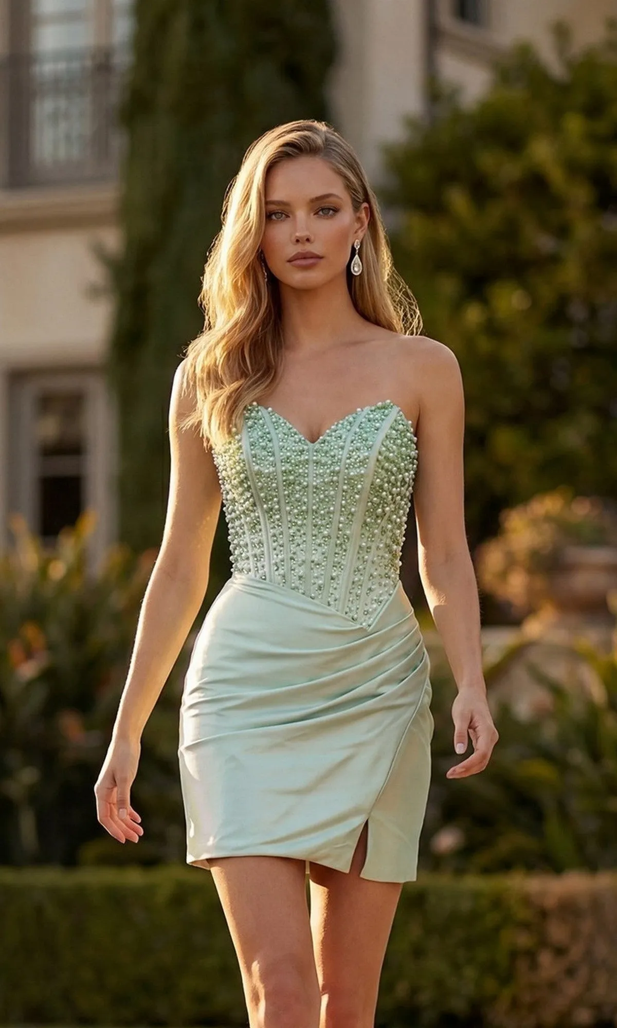 Strapless Beaded Mini Hoco Dress: Juliet JT7183U sold by PromGirl product image thumbnail 4