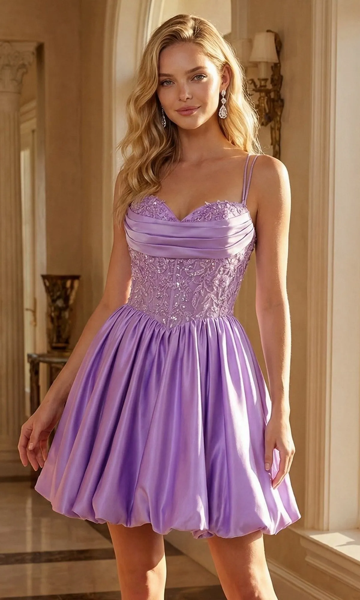 Balloon-Skirt Mini Hoco Dress: Juliet JT7186A sold by PromGirl product image thumbnail 3