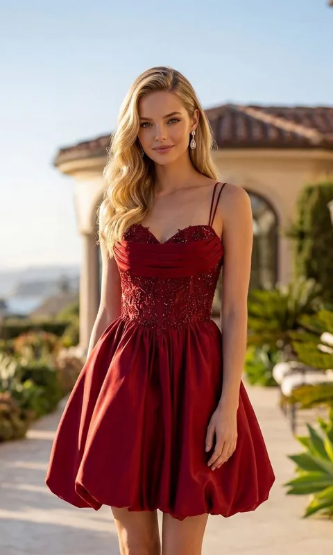 Balloon-Skirt Mini Hoco Dress: Juliet JT7186A made by PromGirl