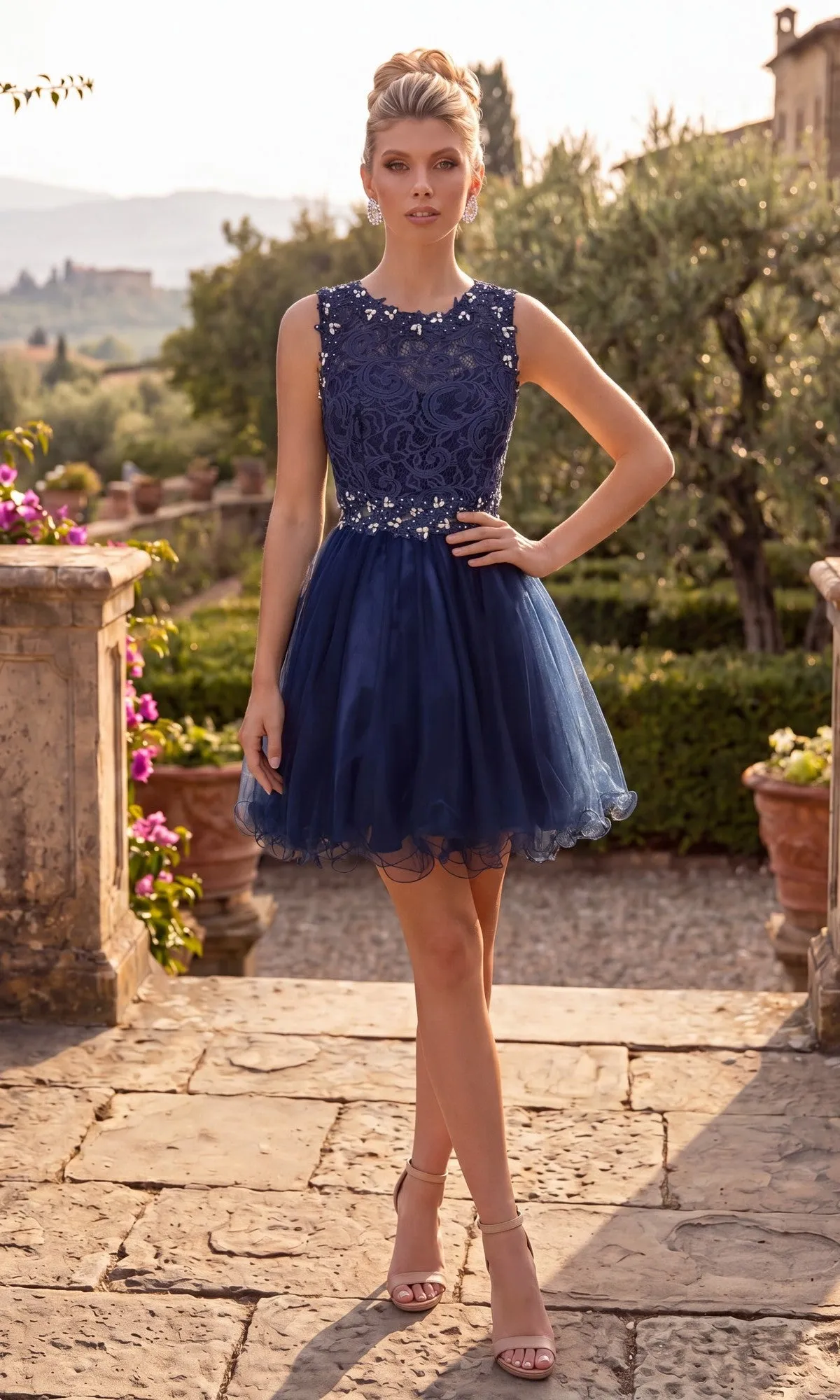 Lace-Bodice Mini Hoco Dress: Chicas C9350 sold by PromGirl