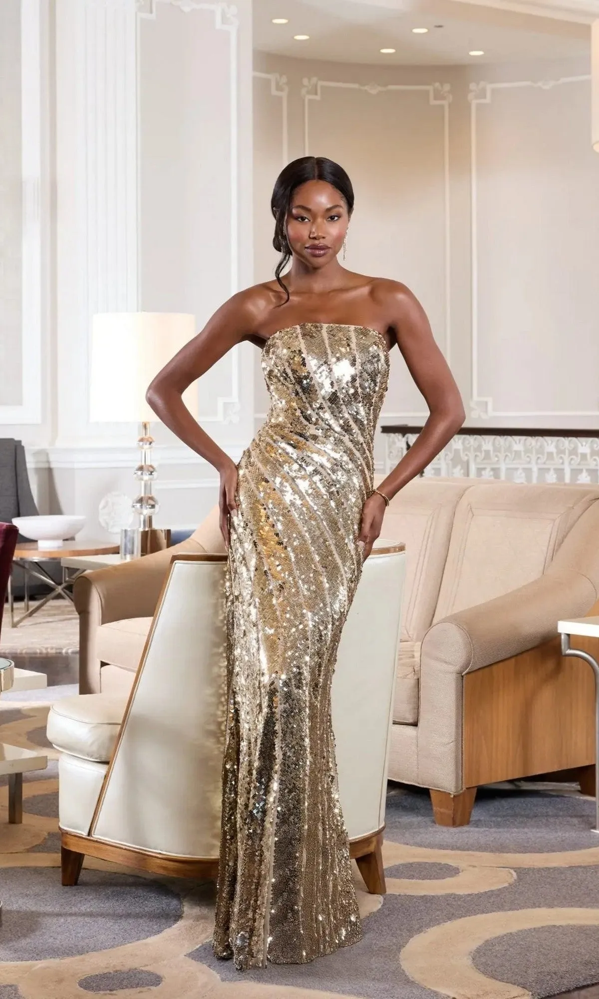 Strapless Long Gold Formal Dress: Mac Duggal 10130 sold by PromGirl product image thumbnail 4