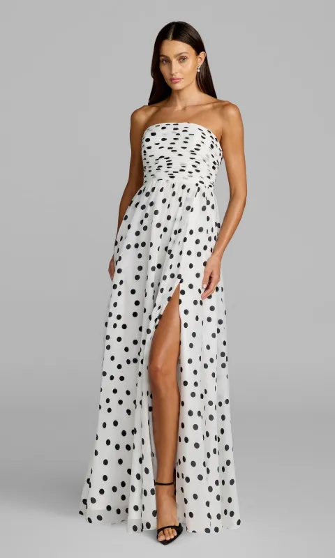 Strapless Polka Dot Formal Dress: Mac Duggal 56248 made by Mac Duggal