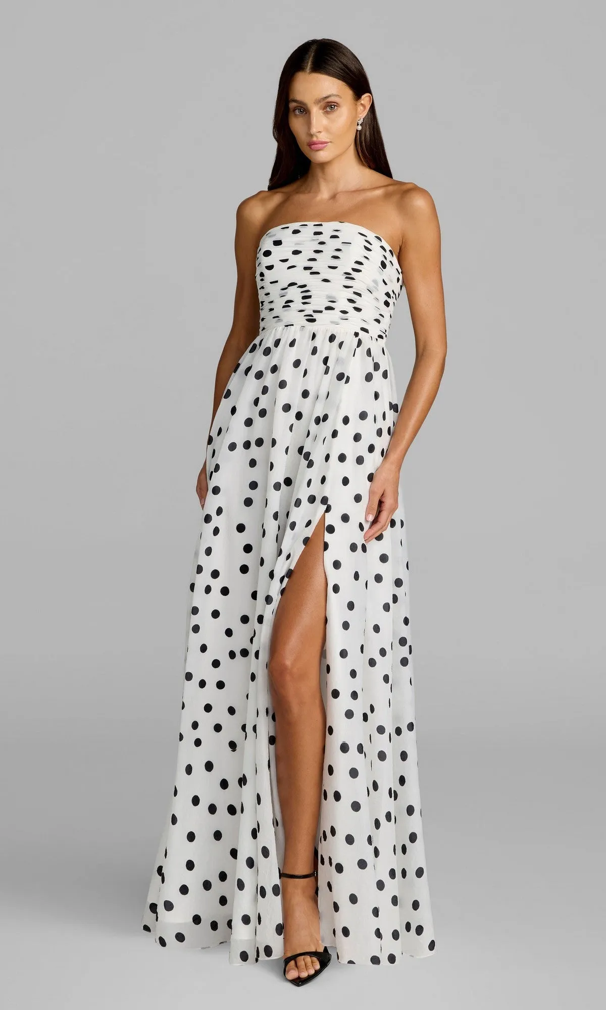Strapless Polka Dot Formal Dress: Mac Duggal 56248 sold by PromGirl