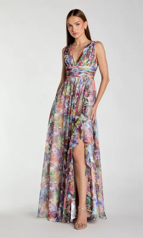 Multicolor Floral Prom Gown: Mac Duggal 56119 made by Mac Duggal
