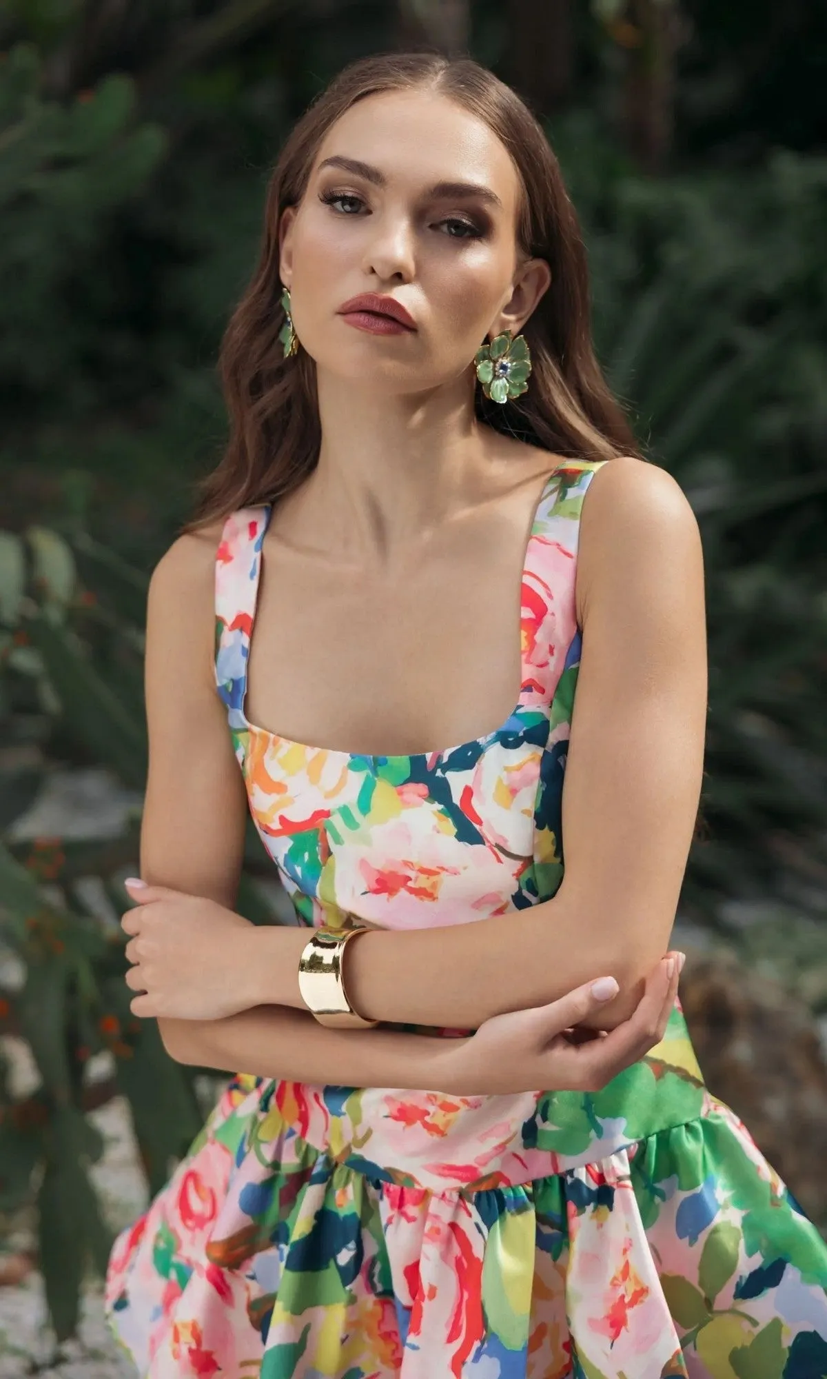 Midi Floral Wedding Guest Dress: Mac Duggal 56414 sold by PromGirl product image thumbnail 3