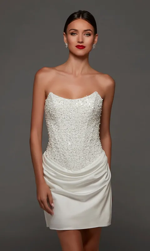 Short White Party Dress: Alyce 70105 made by Alyce Paris