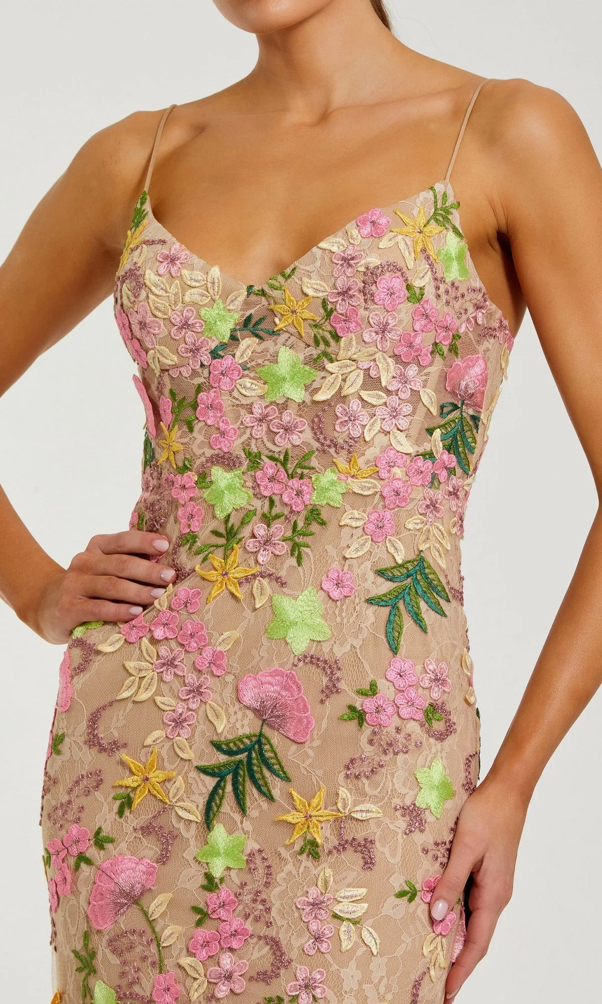 Embroidered Nude Formal Gown: Mac Duggal 69010 sold by PromGirl product image thumbnail 3