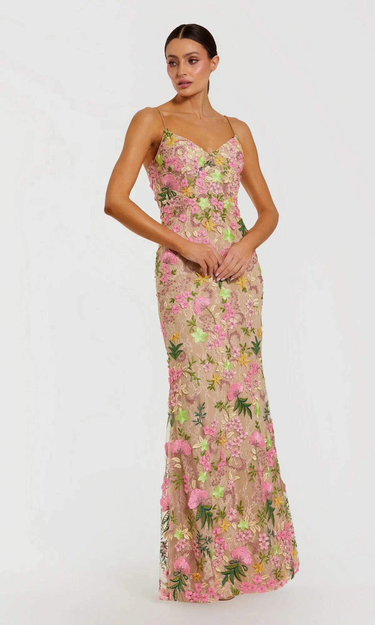 Embroidered Nude Formal Gown: Mac Duggal 69010 sold by PromGirl
