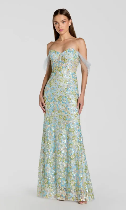 Off-Shoulder Floral Formal Gown: Mac Duggal 69045 made by Mac Duggal