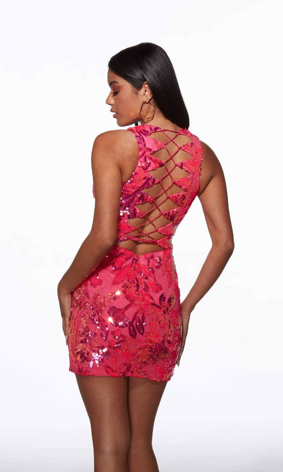 Strappy-Back Short Sequin Hoco Dress: Alyce 40083 sold by PromGirl product image thumbnail 2