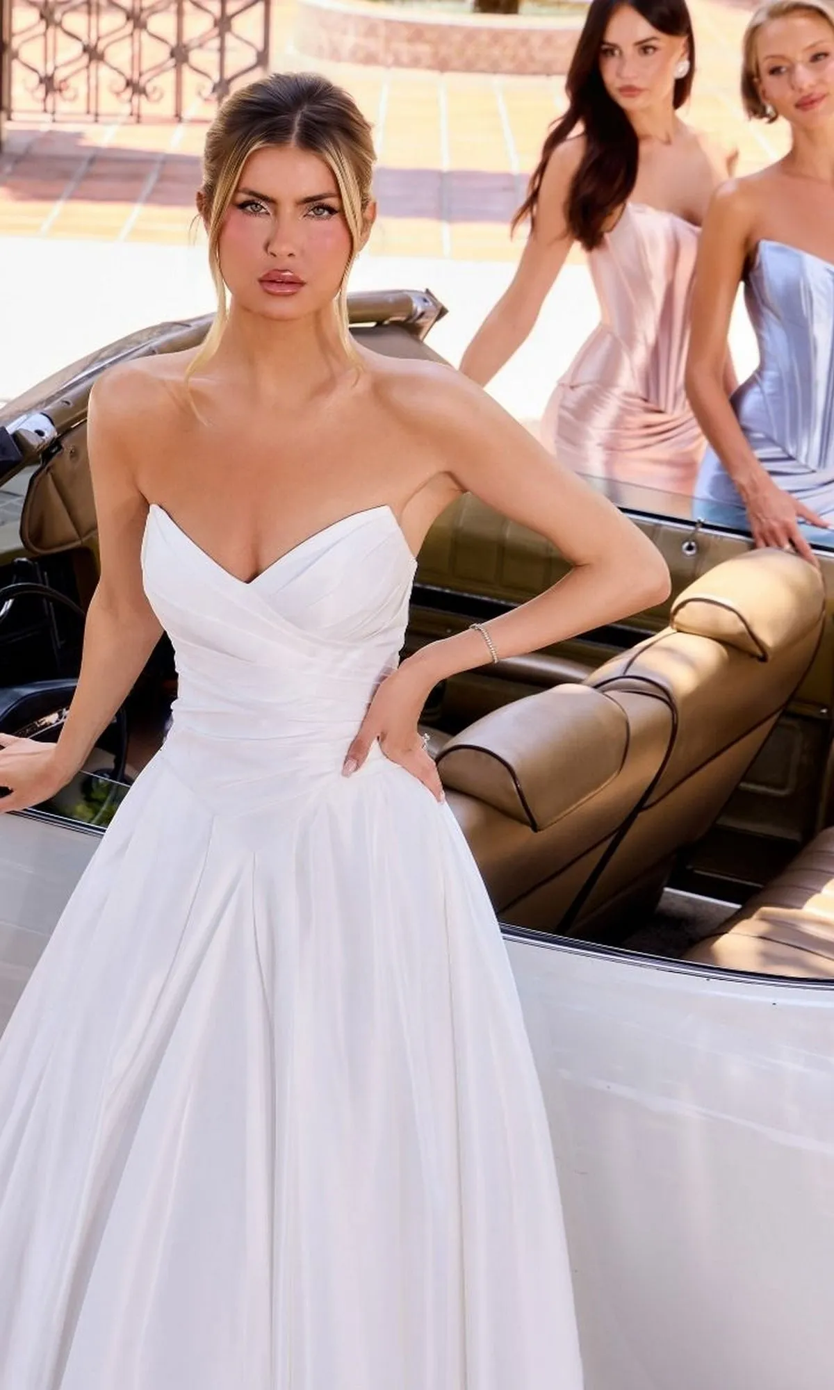 Long Off-White Satin Formal Dress: Ladivine WN015 sold by PromGirl product image thumbnail 3