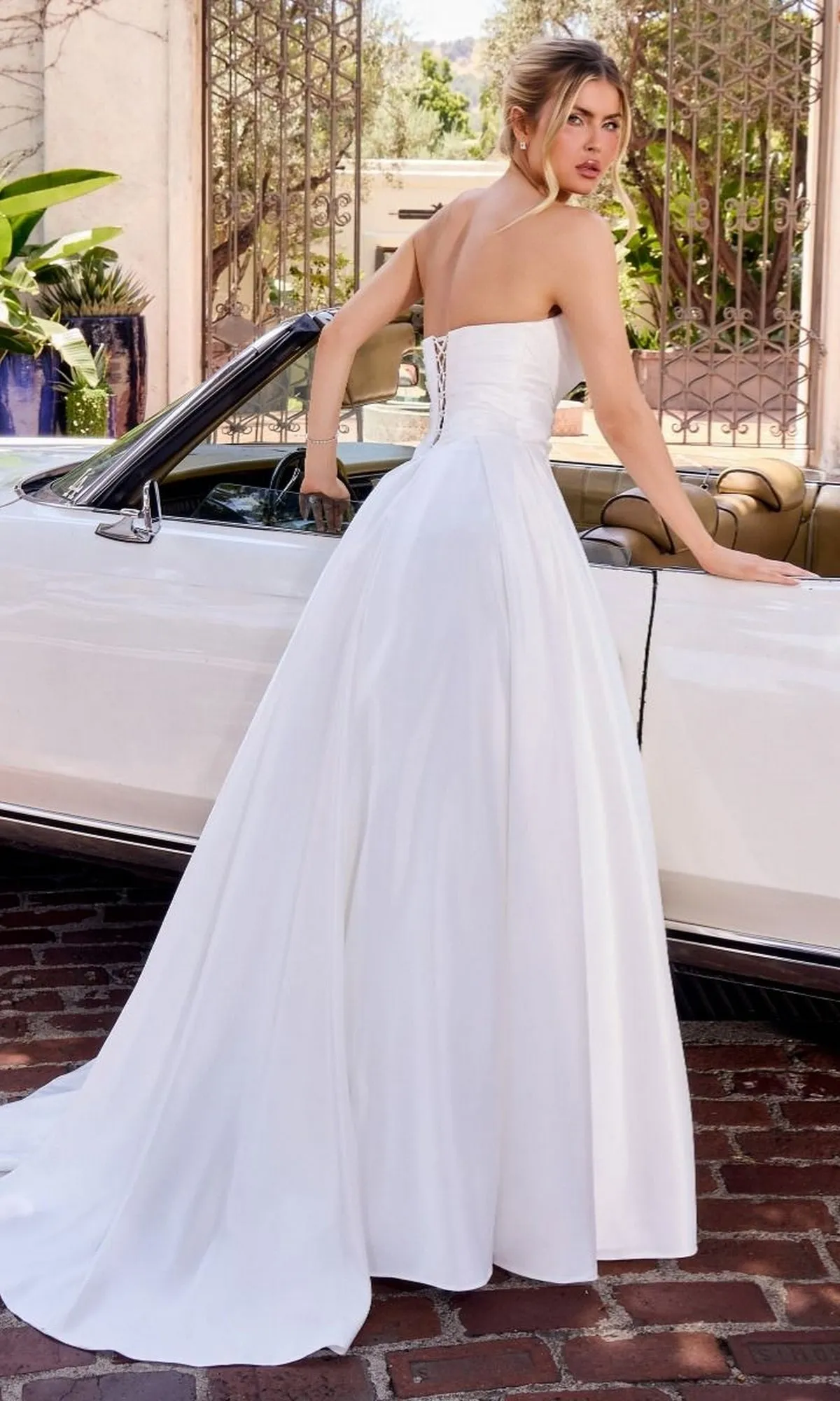 Long Off-White Satin Formal Dress: Ladivine WN015 sold by PromGirl product image thumbnail 2