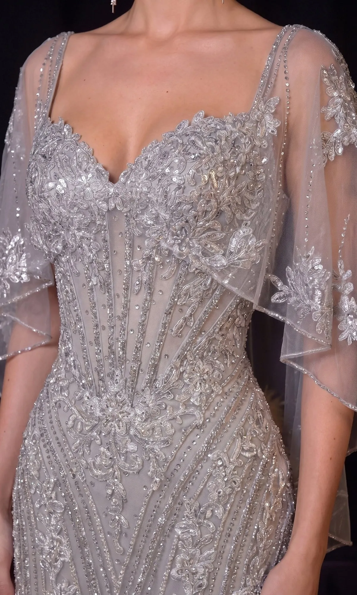 Beaded Long Prom Dress with Cape: Ladivine CD637 sold by PromGirl product image thumbnail 3