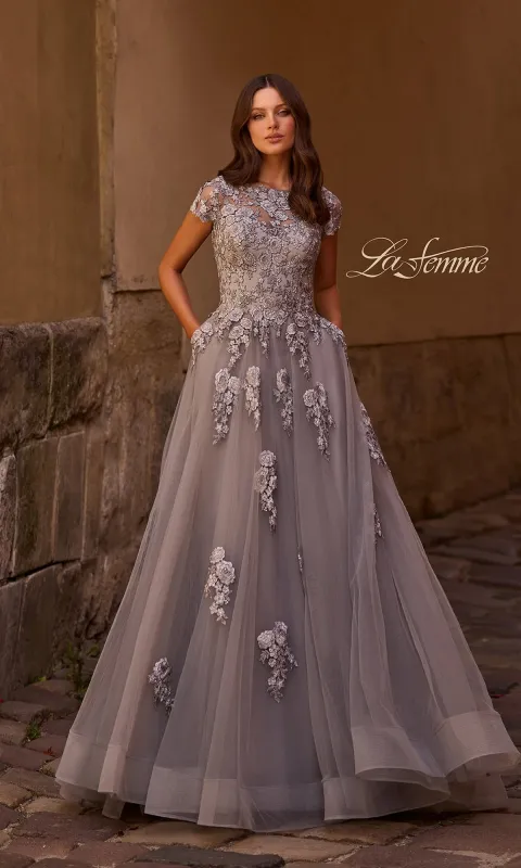 La Femme 26907 Short Sleeve A-Line Formal Dress made by La Femme