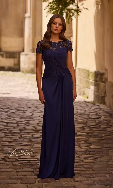 Long Navy Blue Formal Dress: La Femme 28029 made by La Femme