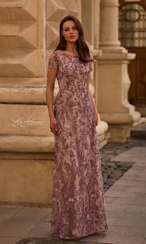 Beaded Formal Gown with Sleeves: La Femme 27956 made by La Femme